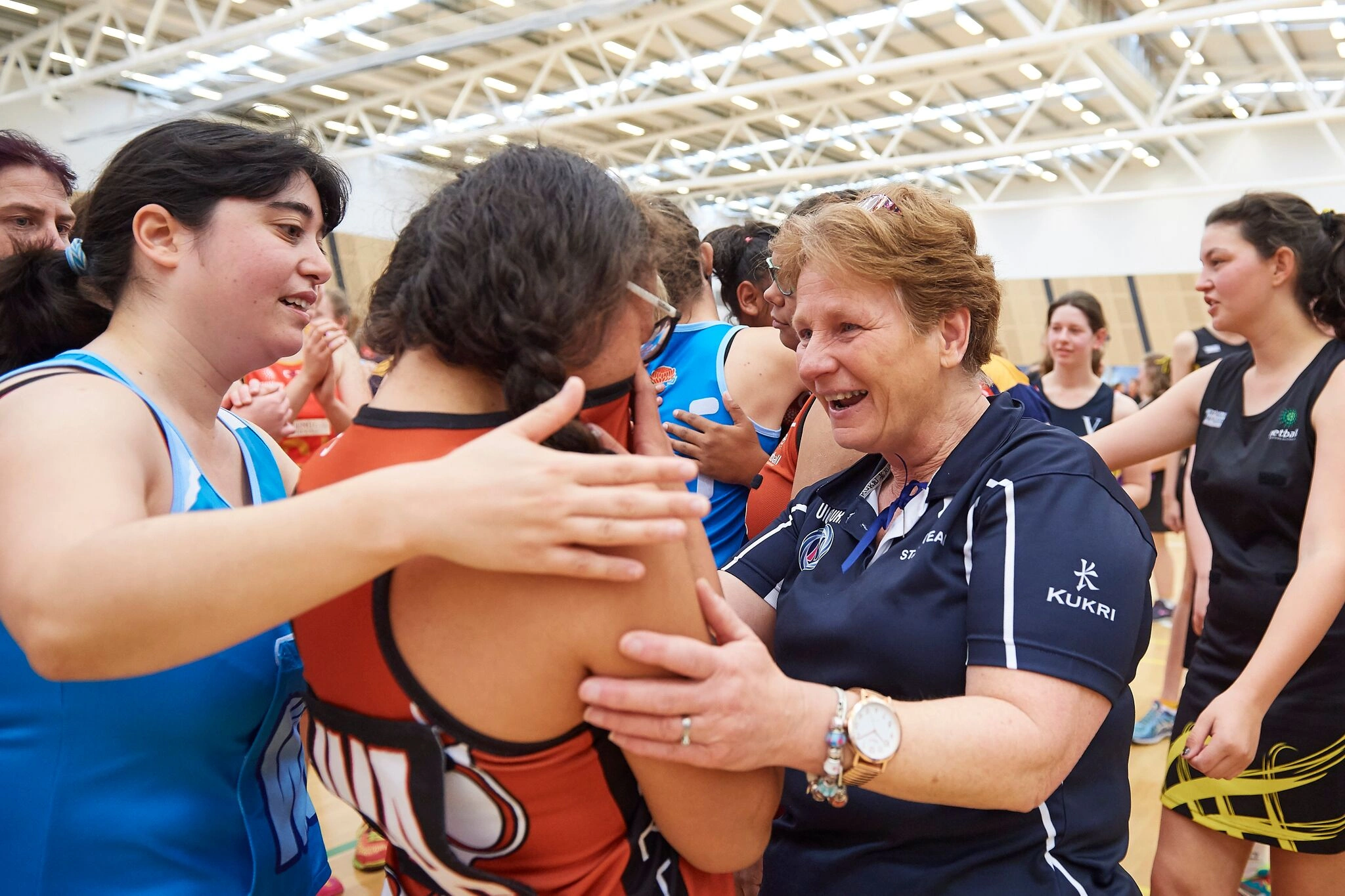 Camaraderie between state teams as players and coaches congratulate each other at the 2017 Marie Little Shield 