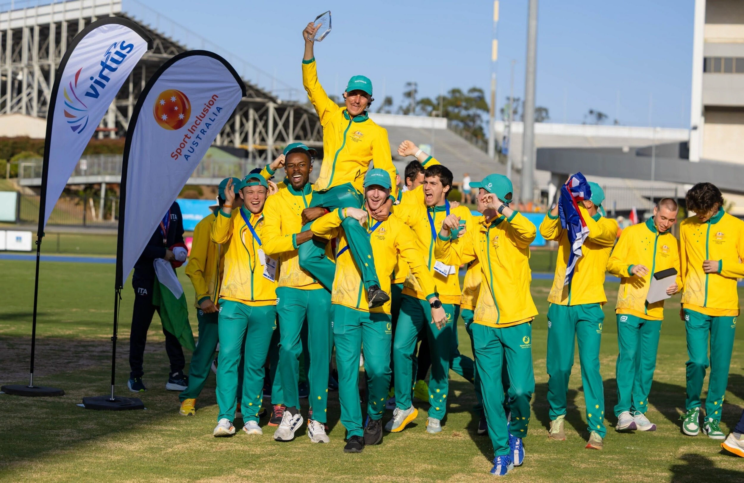 Australian Team at the 2025 Virtus World Athletics Championships Brisbane, Australia. Photo credit: Kylie Nyssen