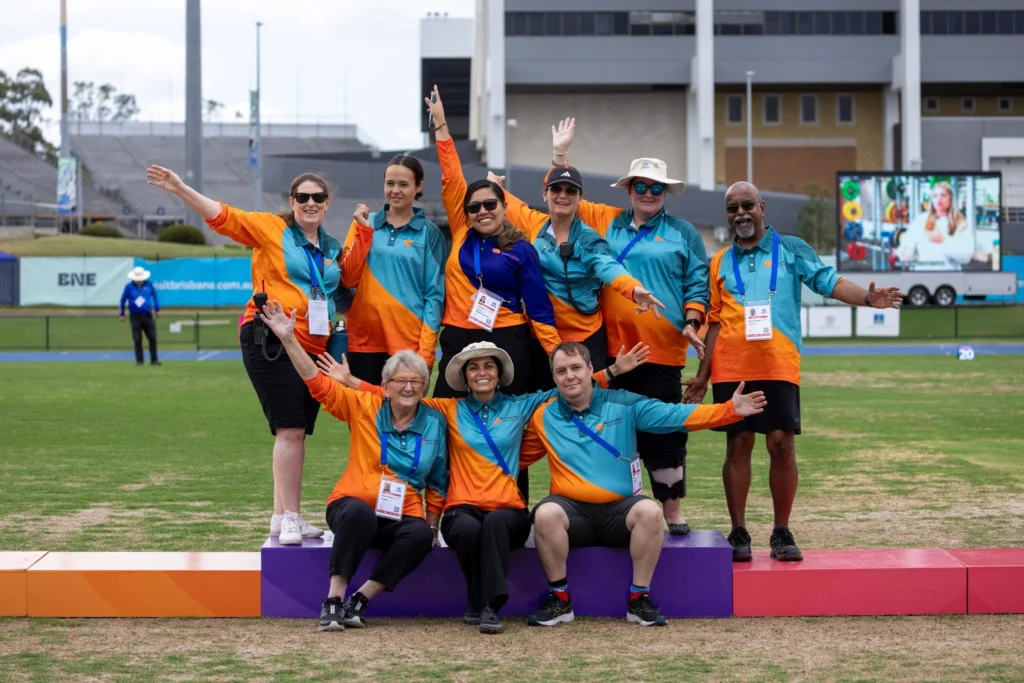 Giving Back Through Sport: Paola'S Volunteering Journey 3 Medals Ceremonies Team at the Virtus World Athletics Championships 2025 in Brisbane, Australia. Photo credit: Photo credit: Lleyton Lloyd.